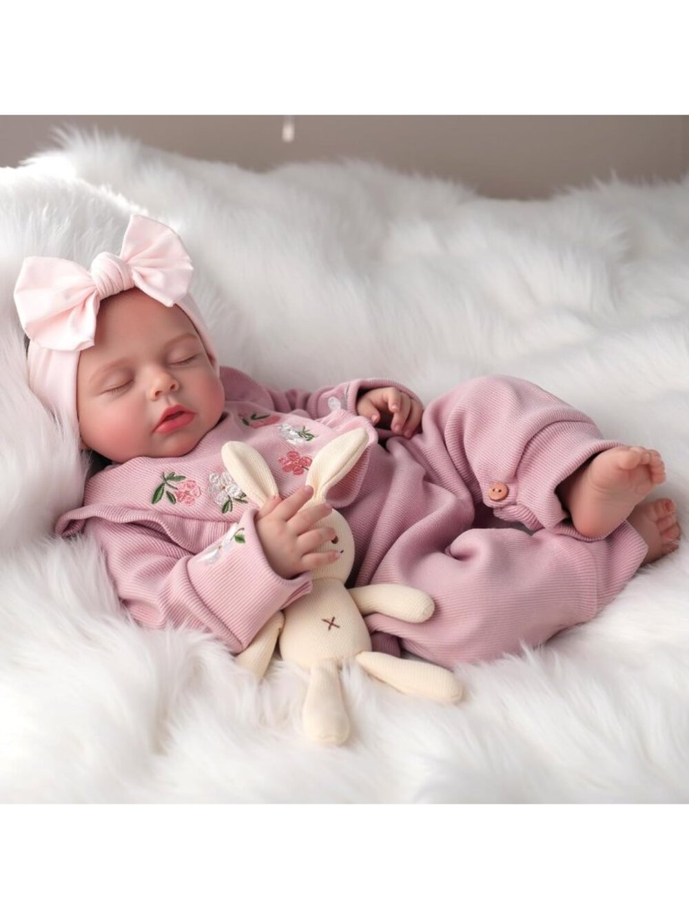 20in Sleeping Reborn Baby Girl Doll Cloth Body Poseable Blush Pink Outfit